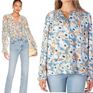 NWT Joie Limited Edition Floral Fields Tie Neck Peasant Blouse - M